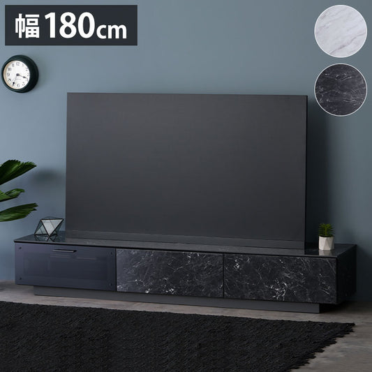一生紀 テレビ台 幅180 完成品 大理石調 TAPIOS モノトーン ホワイト ブラック 白 黒 テレビボード ローボード TV台 TVボード マーブル調 ストーン柄 韓国インテリア モダン おしゃれ ISSEIKI(代引不可)