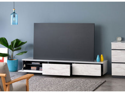一生紀 テレビ台 幅180 完成品 大理石調 TAPIOS モノトーン ホワイト ブラック 白 黒 テレビボード ローボード TV台 TVボード マーブル調 ストーン柄 韓国インテリア モダン おしゃれ ISSEIKI(代引不可)
