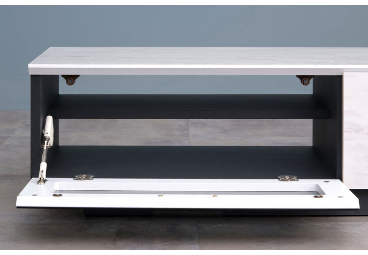 一生紀 テレビ台 幅180 完成品 大理石調 TAPIOS モノトーン ホワイト ブラック 白 黒 テレビボード ローボード TV台 TVボード マーブル調 ストーン柄 韓国インテリア モダン おしゃれ ISSEIKI(代引不可)