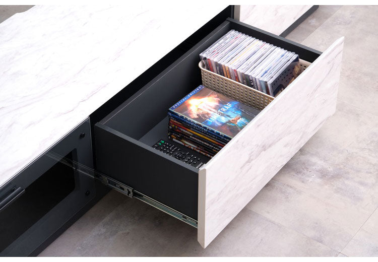 一生紀 テレビ台 幅180 完成品 大理石調 TAPIOS モノトーン ホワイト ブラック 白 黒 テレビボード ローボード TV台 TVボード マーブル調 ストーン柄 韓国インテリア モダン おしゃれ ISSEIKI(代引不可)