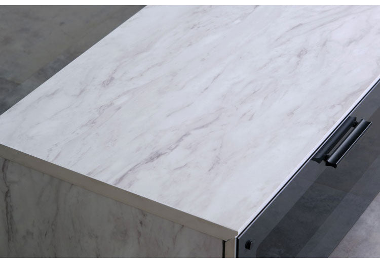 一生紀 テレビ台 幅180 完成品 大理石調 TAPIOS モノトーン ホワイト ブラック 白 黒 テレビボード ローボード TV台 TVボード マーブル調 ストーン柄 韓国インテリア モダン おしゃれ ISSEIKI(代引不可)