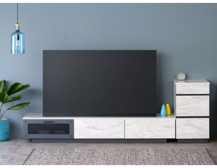 一生紀 テレビ台 幅180 完成品 大理石調 TAPIOS モノトーン ホワイト ブラック 白 黒 テレビボード ローボード TV台 TVボード マーブル調 ストーン柄 韓国インテリア モダン おしゃれ ISSEIKI(代引不可)