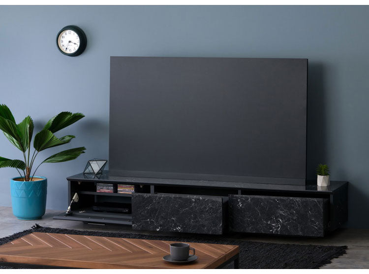 一生紀 テレビ台 幅180 完成品 大理石調 TAPIOS モノトーン ホワイト ブラック 白 黒 テレビボード ローボード TV台 TVボード マーブル調 ストーン柄 韓国インテリア モダン おしゃれ ISSEIKI(代引不可)