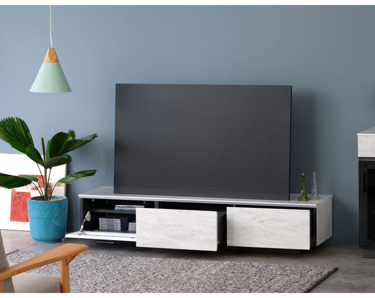 一生紀 テレビ台 幅150 完成品 大理石調 TAPIOS モノトーン ホワイト ブラック 白 黒 テレビボード ローボード TV台 TVボード マーブル調 ストーン柄 韓国インテリア モダン おしゃれ ISSEIKI(代引不可)