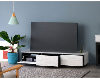 一生紀 テレビ台 幅150 完成品 大理石調 TAPIOS モノトーン ホワイト ブラック 白 黒 テレビボード ローボード TV台 TVボード マーブル調 ストーン柄 韓国インテリア モダン おしゃれ ISSEIKI(代引不可)