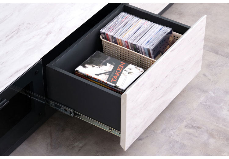 一生紀 テレビ台 幅150 完成品 大理石調 TAPIOS モノトーン ホワイト ブラック 白 黒 テレビボード ローボード TV台 TVボード マーブル調 ストーン柄 韓国インテリア モダン おしゃれ ISSEIKI(代引不可)