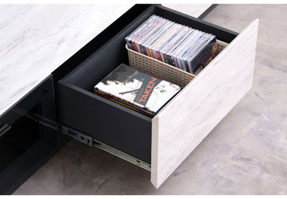 一生紀 テレビ台 幅150 完成品 大理石調 TAPIOS モノトーン ホワイト ブラック 白 黒 テレビボード ローボード TV台 TVボード マーブル調 ストーン柄 韓国インテリア モダン おしゃれ ISSEIKI(代引不可)