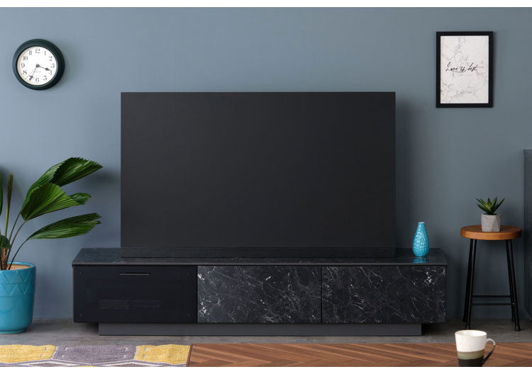 一生紀 テレビ台 幅150 完成品 大理石調 TAPIOS モノトーン ホワイト ブラック 白 黒 テレビボード ローボード TV台 TVボード マーブル調 ストーン柄 韓国インテリア モダン おしゃれ ISSEIKI(代引不可)