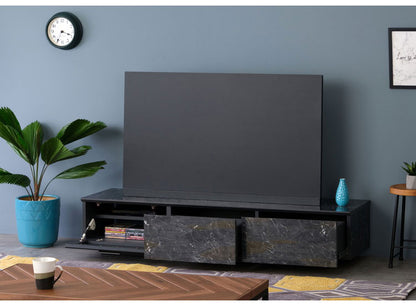 一生紀 テレビ台 幅150 完成品 大理石調 TAPIOS モノトーン ホワイト ブラック 白 黒 テレビボード ローボード TV台 TVボード マーブル調 ストーン柄 韓国インテリア モダン おしゃれ ISSEIKI(代引不可)