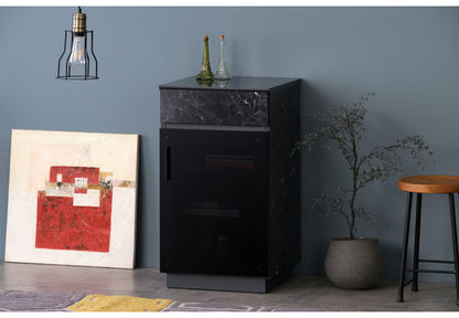 一生紀 キャビネット 幅40 完成品 大理石調 TAPIOS モノトーン ホワイト ブラック 白 黒 ガラス扉 収納棚 モデム収納 ルーターラック マーブル調 ストーン柄 韓国インテリア モダン おしゃれ ISSEIKI(代引不可)