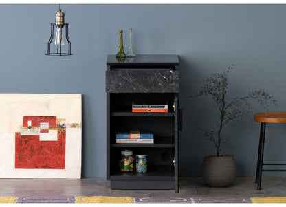 一生紀 キャビネット 幅40 完成品 大理石調 TAPIOS モノトーン ホワイト ブラック 白 黒 ガラス扉 収納棚 モデム収納 ルーターラック マーブル調 ストーン柄 韓国インテリア モダン おしゃれ ISSEIKI(代引不可)