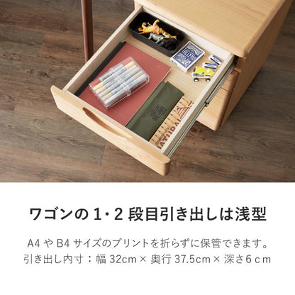 一生紀 学習机 3点セット ECTO 学習デスク デスクセット 勉強机+上棚+ワゴン リビング学習 デスクワゴン アルダー無垢材 ツートーン 天然木 新学期 1年生 入学祝い エクト ISSEIKI(代引不可)