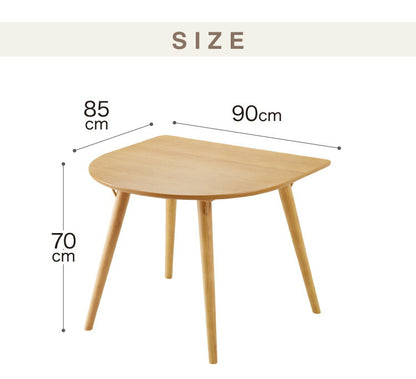 省スペース 半円ダイニングテーブル 幅90 北欧 ダイニング テーブル 壁付け 円形 半円テーブル 丸テーブル 楕円 2人用 3人用 食卓 カウンター 壁付けテーブル 天然木 木製 オーク材 おしゃれ(代引不可)