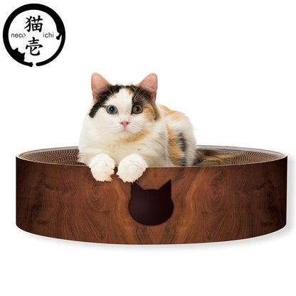 猫壱 バリバリボウル XL 猫柄 ダークブラウン ダンボール 丸型 ボウル 爪とぎボウル 爪とぎ 爪研ぎ 爪とぎ防止 猫用 猫用品 ねこ ネコ 据え置き ペット用 お手入れ