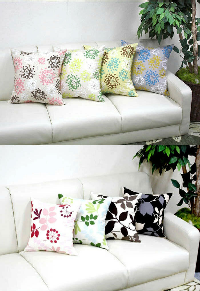 日本製 選べるプリントクッションカバー 35×35cm 洗える 小さめサイズ 北欧柄 カジュアル柄 シルエット フラワー 洗濯機で洗える おしゃれ かわいい インテリア モダン(代引不可)【メール便配送】