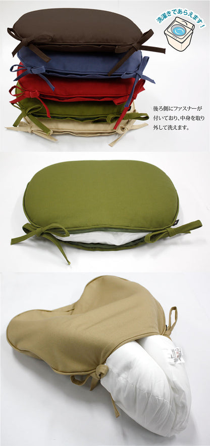 クッション 座布団 バテイシート 日本製 無地 綿 洗える 洗濯可能 シートクッション ひも付き 紐 馬蹄 イス 椅子 チェア インテリア かわいい おしゃれ リビング ダイニング 国産(代引不可)
