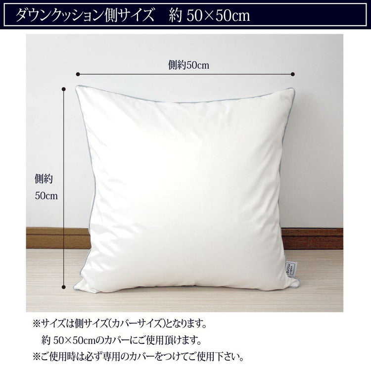 【機能クッションブランドandmore】ダウンクッション 50×50cm 中身 ヌードクッション ダウン フェザー 中材 羽毛 座布団 シート 背あて ヌードクッション ホワイトダック クッションカバー用(代引不可)