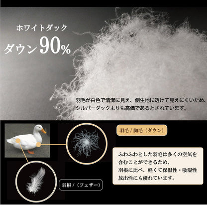 2枚合わせ羽毛布団 ダブル ロング 日本製 オールシーズン使える ホワイトダックダウン 90% 掛け布団 掛布団 2枚合せ羽毛ふとん 350dp 冬用 暖かい あったか 立体キルト(代引不可)