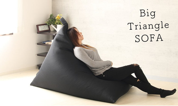 ビーズクッション 超特大 大きい 三角 ソファ 背もたれ ビーズソファ 持ち手付き メッシュ生地 もちもち 極小ビーズ 補充 日本製 国産 MAX ローソファ おしゃれ かわいい BigTriangleソファ(代引不可)