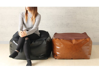 ビーズクッション レザー調 日本製 上質 厚手PVCレザー ビーズソファ おしゃれ マイクロビーズ 四角 日本製 国産 一人掛け インテリア 補充 Re;haco Premium(代引不可)