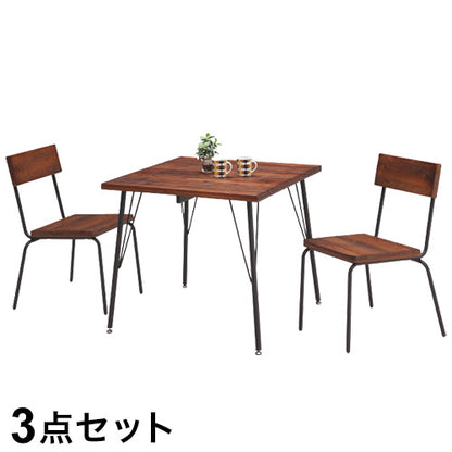 ダイニング 3点セット パイン材 スチール ダイニングチェア 2脚 ダイニングテーブル 天然木 おしゃれ 北欧 アンティーク調 木製 木目 新生活 一人暮らし 2人用 2人掛け(代引不可)