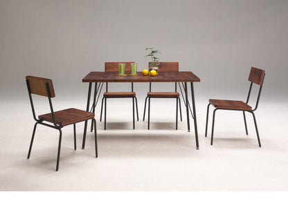 ダイニング 5点セット ダイニングチェア 4脚 ダイニングテーブル パイン材 スチール 天然木 おしゃれ 北欧 アンティーク調 木製 木目 新生活 一人暮らし 2人用 2人掛け(代引不可)