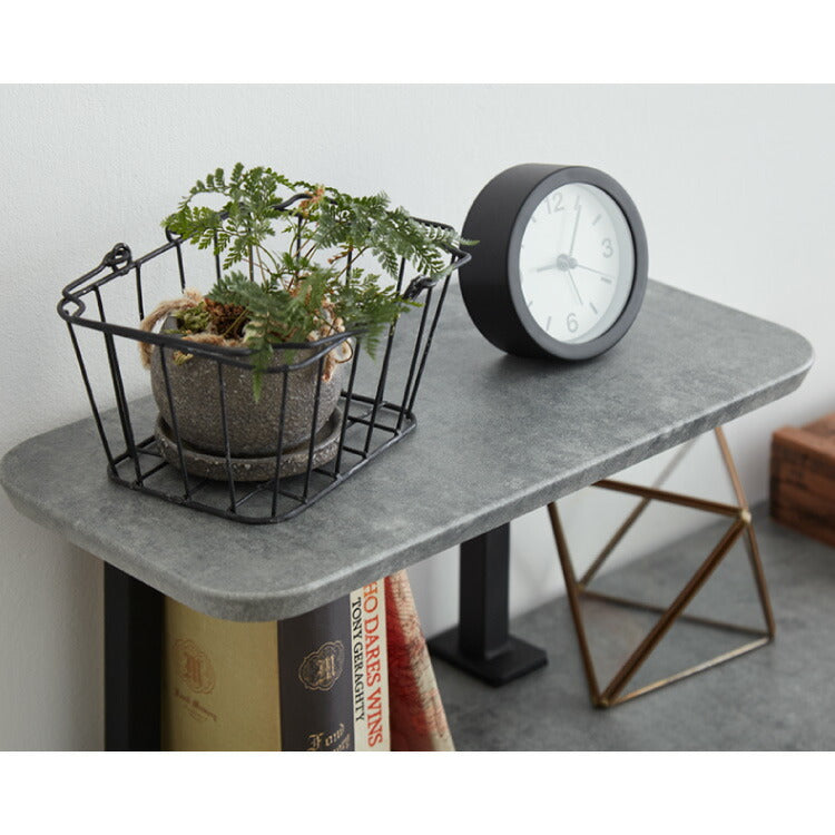 パソコンデスク 幅120cm 単品 可動式ミニ天板付き 石目調 コンクリート調 省スペース おしゃれ 北欧 モダン スチール脚 書斎 勉強机 学習机 机 シンプル 一人暮らし PCデスク(代引不可)