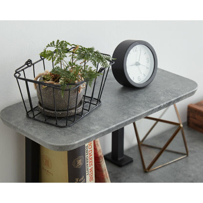 パソコンデスク 幅120cm 単品 可動式ミニ天板付き 石目調 コンクリート調 省スペース おしゃれ 北欧 モダン スチール脚 書斎 勉強机 学習机 机 シンプル 一人暮らし PCデスク(代引不可)