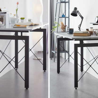 パソコンデスク 幅120cm 単品 可動式ミニ天板付き 石目調 コンクリート調 省スペース おしゃれ 北欧 モダン スチール脚 書斎 勉強机 学習机 机 シンプル 一人暮らし PCデスク(代引不可)