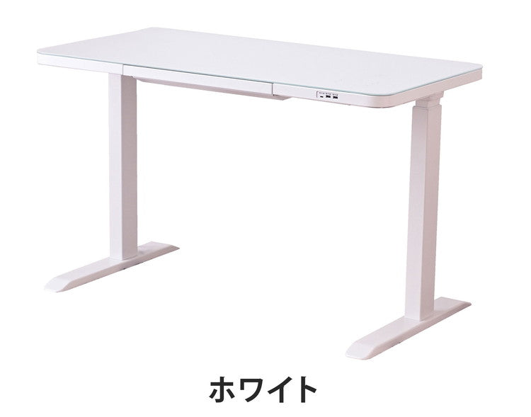 【5%OFF】電動昇降デスク 幅114cm 引き出し1杯 USB3口付き ワイヤレスチャージャー 高さ3段階調整 高さ3段階調整可能 障害物感知機能 テレワーク 勉強机 学習机(代引不可)