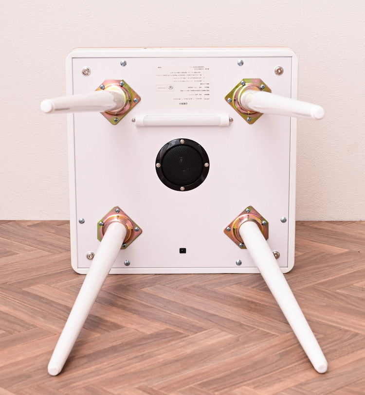 スピーカーテーブル 幅40cm Bluetooth接続スピーカー ワイヤレス充電機能 USBポート1口付き 誘導灯付き サイドテーブル 組み立て式 ソナーレ(代引不可)