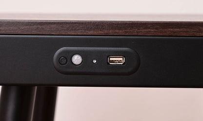 スピーカーテーブル 幅40cm Bluetooth接続スピーカー ワイヤレス充電機能 USBポート1口付き 誘導灯付き サイドテーブル 組み立て式 ソナーレ(代引不可)