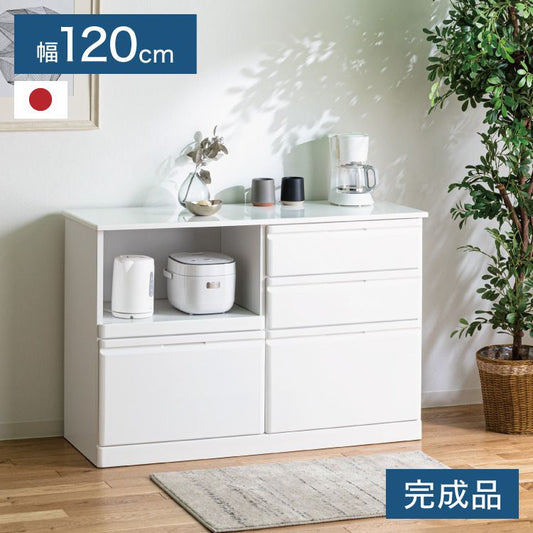 キッチンカウンター 間仕切り 背面化粧 幅120 完成品 国産 大川家具 ホワイト エナメル塗装 北欧 おしゃれ(代引不可)