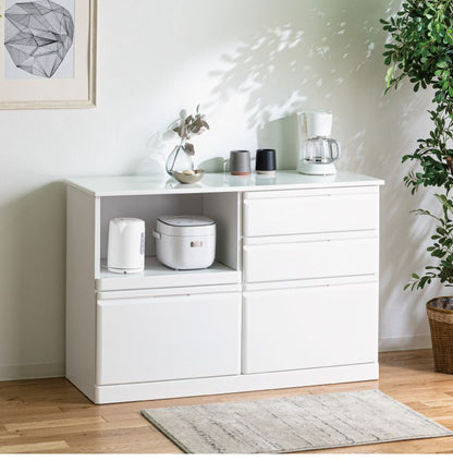 キッチンカウンター 間仕切り 背面化粧 幅120 完成品 国産 大川家具 ホワイト エナメル塗装 北欧 おしゃれ(代引不可)