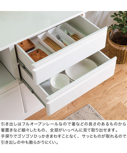 キッチンカウンター 間仕切り 背面化粧 幅120 完成品 国産 大川家具 ホワイト エナメル塗装 北欧 おしゃれ(代引不可)