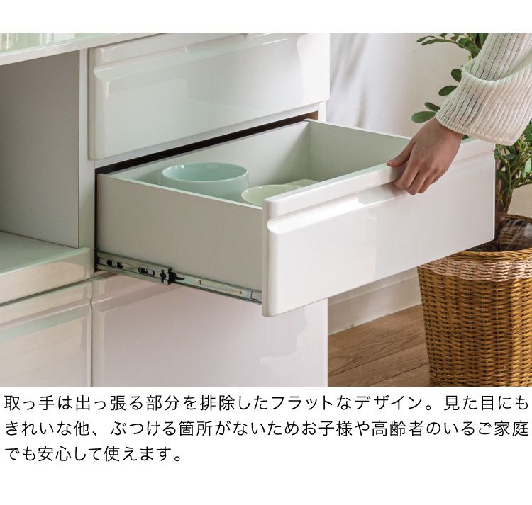 キッチンカウンター 間仕切り 背面化粧 幅120 完成品 国産 大川家具 ホワイト エナメル塗装 北欧 おしゃれ(代引不可)