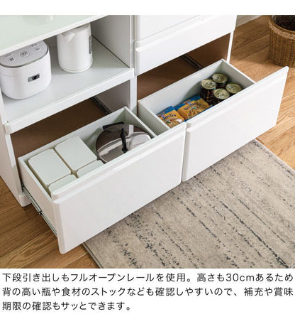 キッチンカウンター 間仕切り 背面化粧 幅120 完成品 国産 大川家具 ホワイト エナメル塗装 北欧 おしゃれ(代引不可)