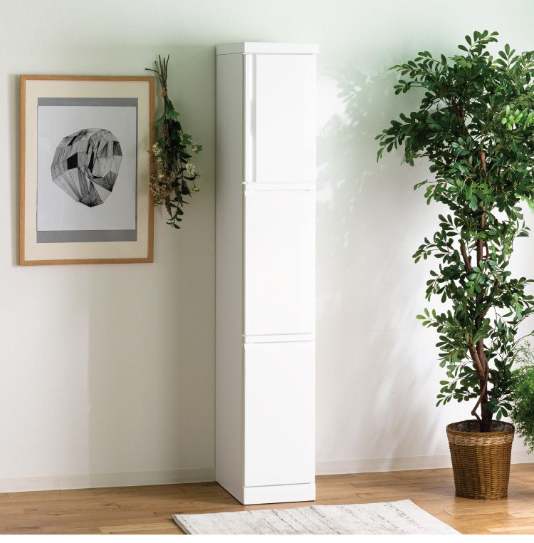 食器棚 完成品 ダストボックス収納 隙間収納 国産 大川家具 幅30 高さ180 キッチンボード ホワイト エナメル塗装 おしゃれ 北欧(代引不可)