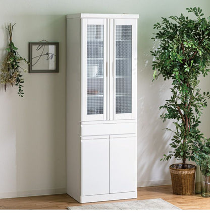 食器棚 完成品 ダイニングボード 国産 大川家具 幅60 高さ180 キッチンボード ホワイト エナメル塗装 おしゃれ 北欧(代引不可)