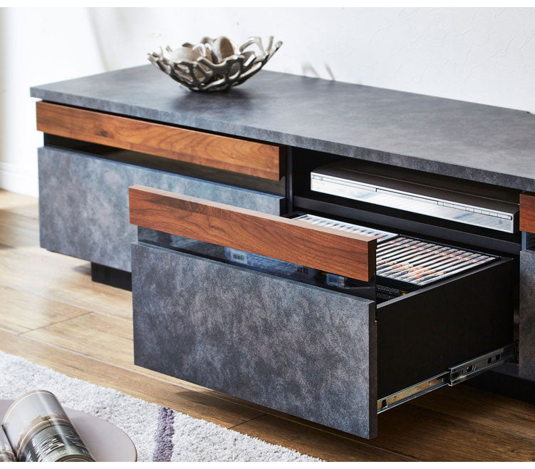 テレビ台 150 セラミック調 木目 完成品 おしゃれ 幅150 日本製 テレビボード ローボード TV台 TVボード ウォールナット無垢材(代引不可)