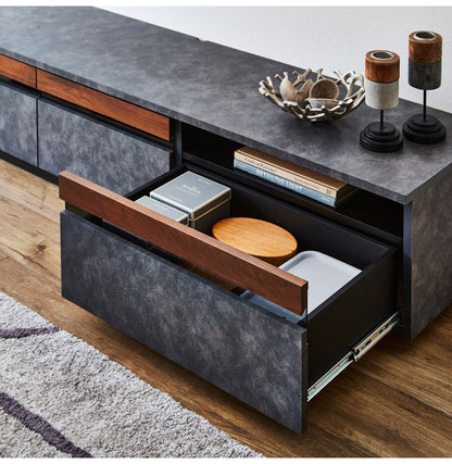 テレビ台 180 セラミック調 木目 完成品 おしゃれ 幅180 日本製 テレビボード ローボード TV台 TVボード ウォールナット無垢材(代引不可)