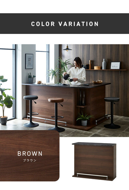 バーカウンター 幅120 石目調 木目 国産 モダン カウンター カウンターテーブル ブラウンナチュラル グレー キッチン 収納 大容量 ハイカウンター ダイニング リビング(代引不可)