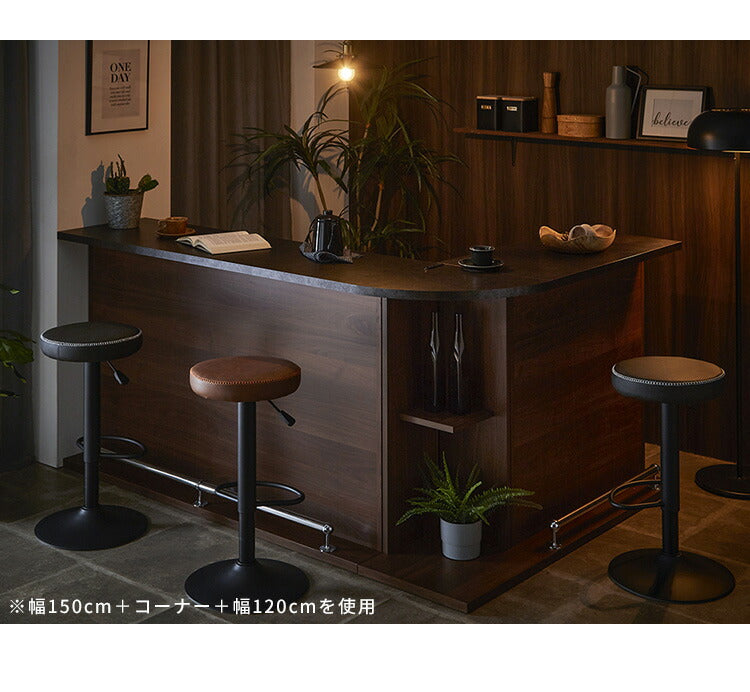 バーカウンター 幅120 石目調 木目 国産 モダン カウンター カウンターテーブル ブラウンナチュラル グレー キッチン 収納 大容量 ハイカウンター ダイニング リビング(代引不可)