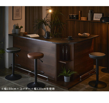 バーカウンター 幅150 石目調 木目 国産 モダン カウンター カウンターテーブル ブラウンナチュラル グレー キッチン 収納 大容量 ハイカウンター ダイニング リビング(代引不可)