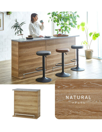 バーカウンター 幅90 石目調 木目 国産 モダン カウンター カウンターテーブル ブラウンナチュラル グレー キッチン 収納 大容量 ハイカウンター(代引不可)