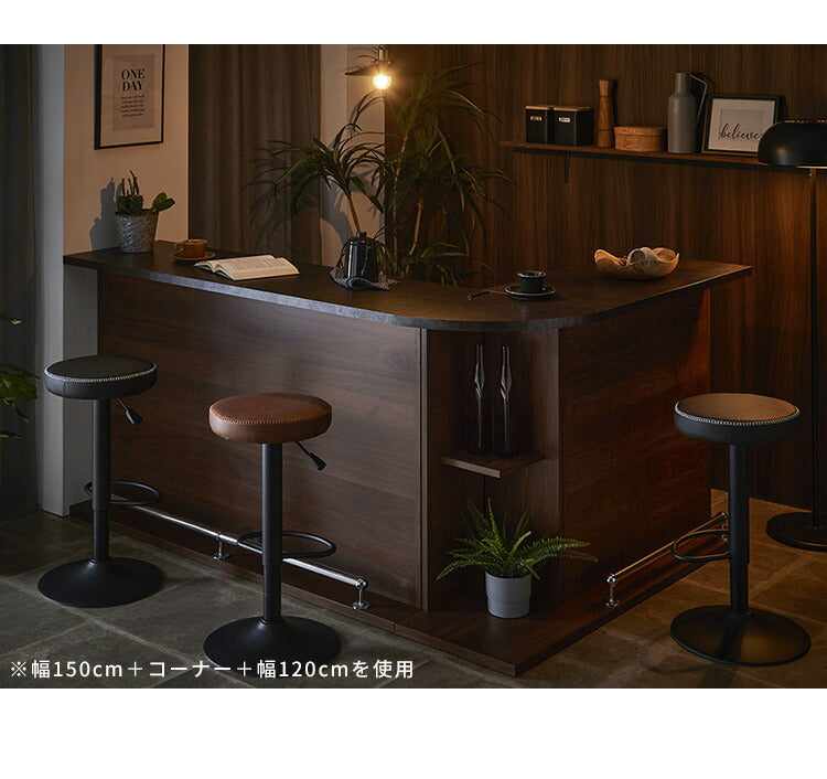 バーカウンター 幅90 石目調 木目 国産 モダン カウンター カウンターテーブル ブラウンナチュラル グレー キッチン 収納 大容量 ハイカウンター(代引不可)