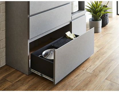 キッチンカウンター 間仕切り 幅120 奥行41 高さ90 ステンレス天板 完成品 セラミック調 グレー 背面化粧 フルオープンレール レンジ台(代引不可)