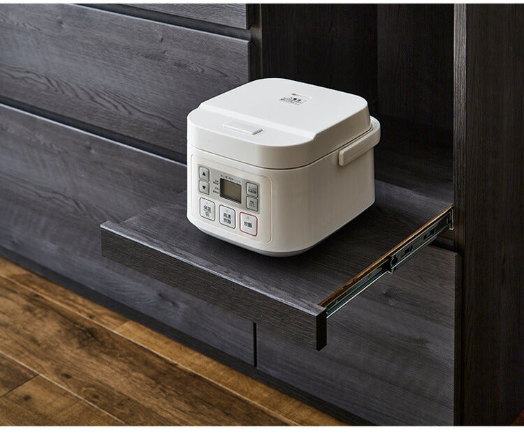 キッチンカウンター 間仕切り 幅90 奥行41 高さ90 ステンレス天板 完成品 セラミック調 グレー 背面化粧 フルオープンレール レンジ台(代引不可)