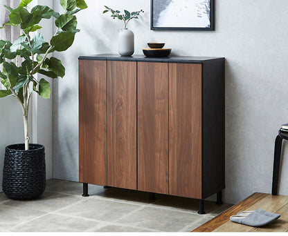 シューズボックス ロータイプ 幅100cm 国産 完成品 奥深 靴箱 下駄箱 シューズラック 玄関 収納 大川家具 おしゃれ 北欧 玄関収納(代引不可)