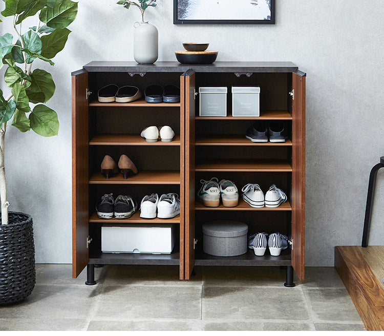 シューズボックス ロータイプ 幅100cm 国産 完成品 奥深 靴箱 下駄箱 シューズラック 玄関 収納 大川家具 おしゃれ 北欧 玄関収納(代引不可)